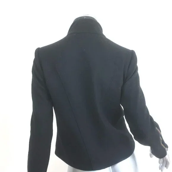 Helmut Lang Radar Double-Zip Jacket Black Felt & Lamb Leather Size Petite